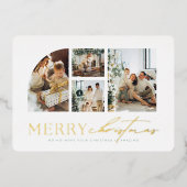 シンプルなモダン写真コラージュのクリスマス 箔シーズンカード (正面)