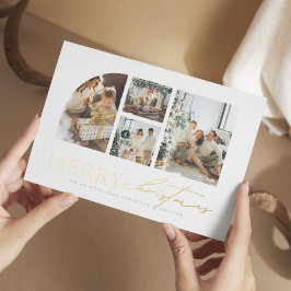 シンプルなモダン写真コラージュのクリスマス 箔シーズンカード