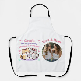 シンプルなモダン姉妹名言フォトネーム エプロン
