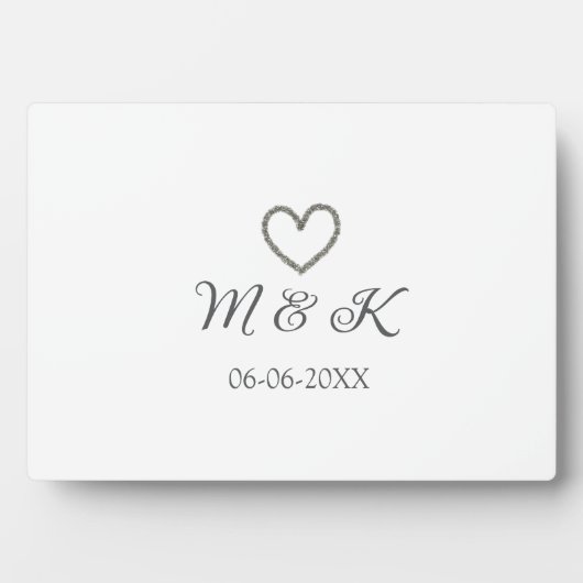 シンプルなモダン結婚式カップル名レター フォトプラーク (正面)