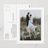 シンプルなモダン結婚式写真感謝カード ポストカード (正面/裏面)