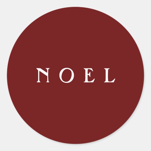 シンプルなモダン赤「NOEL」タイポグラフィ ラウンドシール (正面)