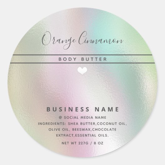 シンプルなモダン タイポグラフィー 白いハート 商品 ラウンドシール (正面)