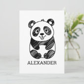 シンプルなモノクロかわいいパンダのイラスト 招待状 (スタンド正面)