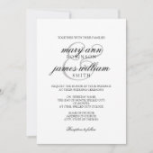 シンプルなモノクロのエレガントなウェディング 招待状 (正面)