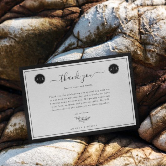 シンプルなモノクロのエレガントなカード サンキューカード