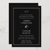 シンプルなモノクロのエレガントなミニマリスト 招待状 (正面/裏面)