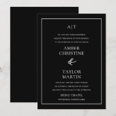 シンプルなモノクロのエレガントなミニマル 招待状 (正面/裏面)