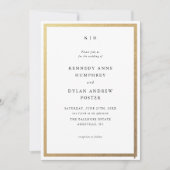 シンプルなモノクロのエレガントな結婚式 招待状 (正面)