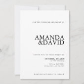 シンプルなモノクロのエレガントな結婚式 招待状 (正面)