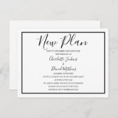 シンプルなモノクロのスクリプト 新しい計画 延期のお知らせ 案内ポストカード (正面/裏面)
