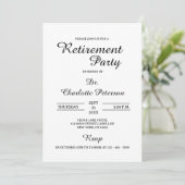 シンプルなモノクロのドクター引退パーティー 招待状 (スタンド正面)