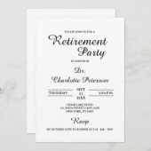 シンプルなモノクロのドクター引退パーティー 招待状 (正面/裏面)