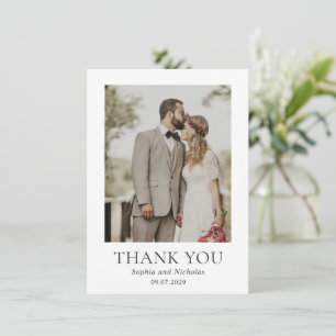 シンプルなモノクロのモダンな写真の結婚式 サンキューカード