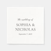 シンプルなモノクロのモダンウェディング スタンダードカクテルナプキン (正面)