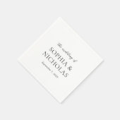 シンプルなモノクロのモダンウェディング スタンダードカクテルナプキン (角)