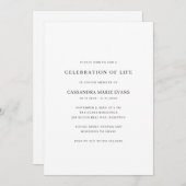 シンプルなモノクロのライフセレブレーション 招待状 (正面/裏面)