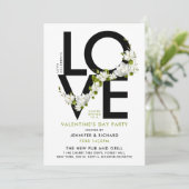 シンプルなモノクロのラブスクリプト写真花飾り 招待状 (スタンド正面)