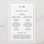 シンプルなモノクロの予算結婚式プログラム チラシ (裏面)