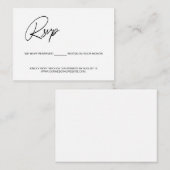 シンプルなモノクロの予約席がある結婚式のウェブサイト エンクロージャーカード (正面/裏面)