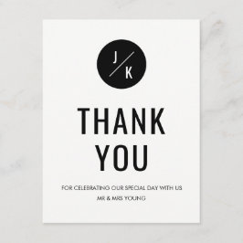 シンプルなモノクロの円形の感謝カード - フラット 招待状