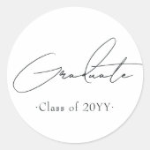 シンプルなモノクロの卒業式ステッカー ラウンドシール (正面)
