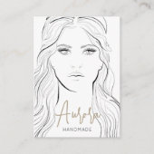 シンプルなモノクロの女の子の絵のジュエリーカード 名刺 (正面)