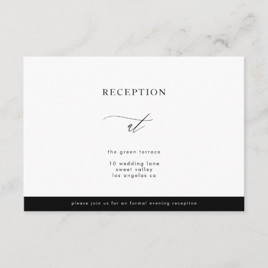 シンプルなモノクロの現代的なカリグラフィー受付 招待状 (正面)