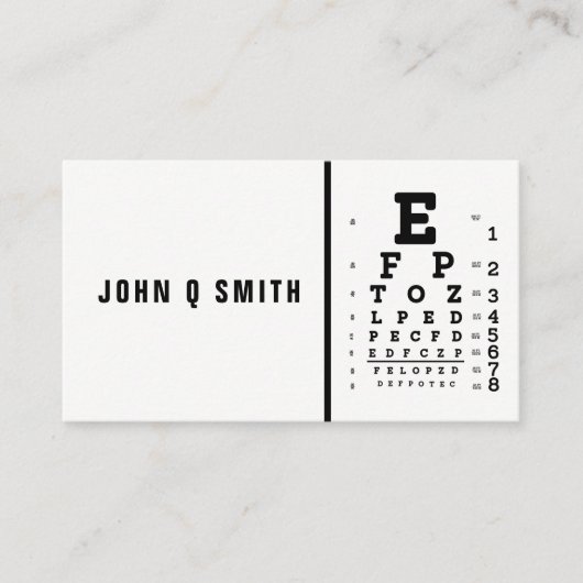 シンプルなモノクロの現代的な眼鏡屋 名刺 (正面)