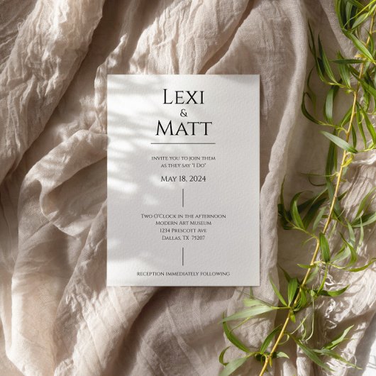 シンプルなモノクロの現代的な結婚式招待状 招待状