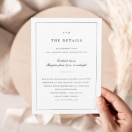 シンプルなモノクロの結婚式モノグラムの詳細 エンクロージャーカード