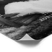 シンプルなモノクロの結婚式写真 & 家族名 ポスター (角)