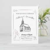 シンプルなモノクロの結婚式招待状 招待状 (スタンド正面)