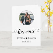 シンプルなモノクロの結婚誓約写真カード カード (黄色い花)