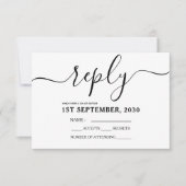 シンプルなモノクロの返信ハガキ 出欠カード (正面)