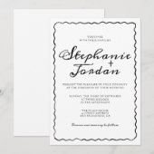 シンプルなモノクロの遊び心あるフレームのウェディング 招待状 (正面/裏面)