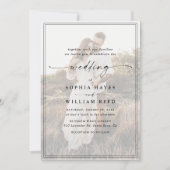 シンプルなモノクロオーバーレイのモダンな写真ウェディング 招待状 (正面)