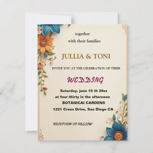 シンプルなモノクロオーバーレイ写真 ウェディング招待状 招待状 (正面)