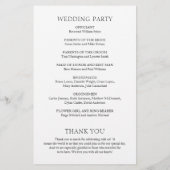 シンプルなモノクロボールドモダン結婚式プログラム チラシ (裏面)