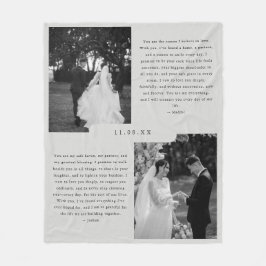 シンプルなモノクロ写真のオーダーメイド結婚式の誓い フリースブランケット