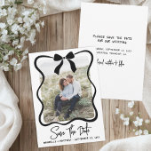 シンプルなモノクロ写真の結婚式 セーブザデート