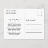 シンプルなモノクロ写真の結婚式Save the Date 案内ポストカード (裏面)
