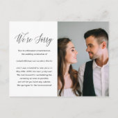 シンプルなモノクロ写真 ウェディング延期のお知らせ 案内ポストカード (正面)