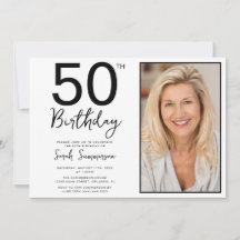 シンプルなモノクロ写真 50歳の誕生日パーティー