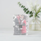 シンプルなモノクロ写真QRコード結婚式 エンクロージャーカード (スタンド正面)