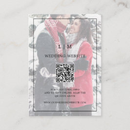 シンプルなモノクロ写真QRコード結婚式 エンクロージャーカード