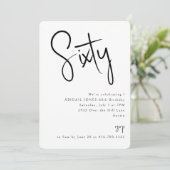 シンプルなモノクロ60歳誕生日パーティー 招待状 (スタンド正面)