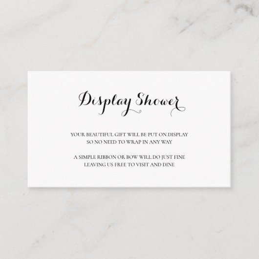 シンプルなモノクロ エレガント ディスプレイ シャワー エンクロージャーカード (正面)
