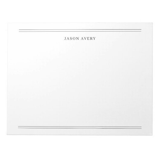 シンプルなモノクロ クラシック ダブルライン ステーショナリー ノートパッド (正面)