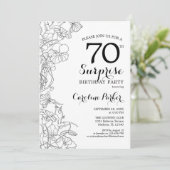 シンプルなモノクロ サプライズ 70歳の誕生日パーティー 招待状 (スタンド正面)